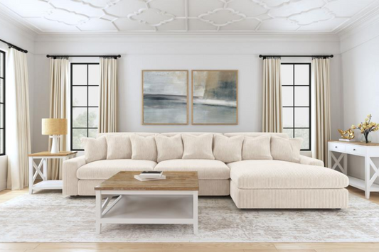 Blaine Upholstered Reversible Chaise Sectional Sofa Sand 509899