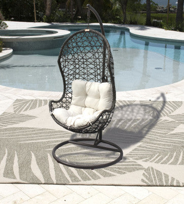 Panama Jack Hanging Chair w/metal stand & off-white cushion PJO-9001-GB-HC